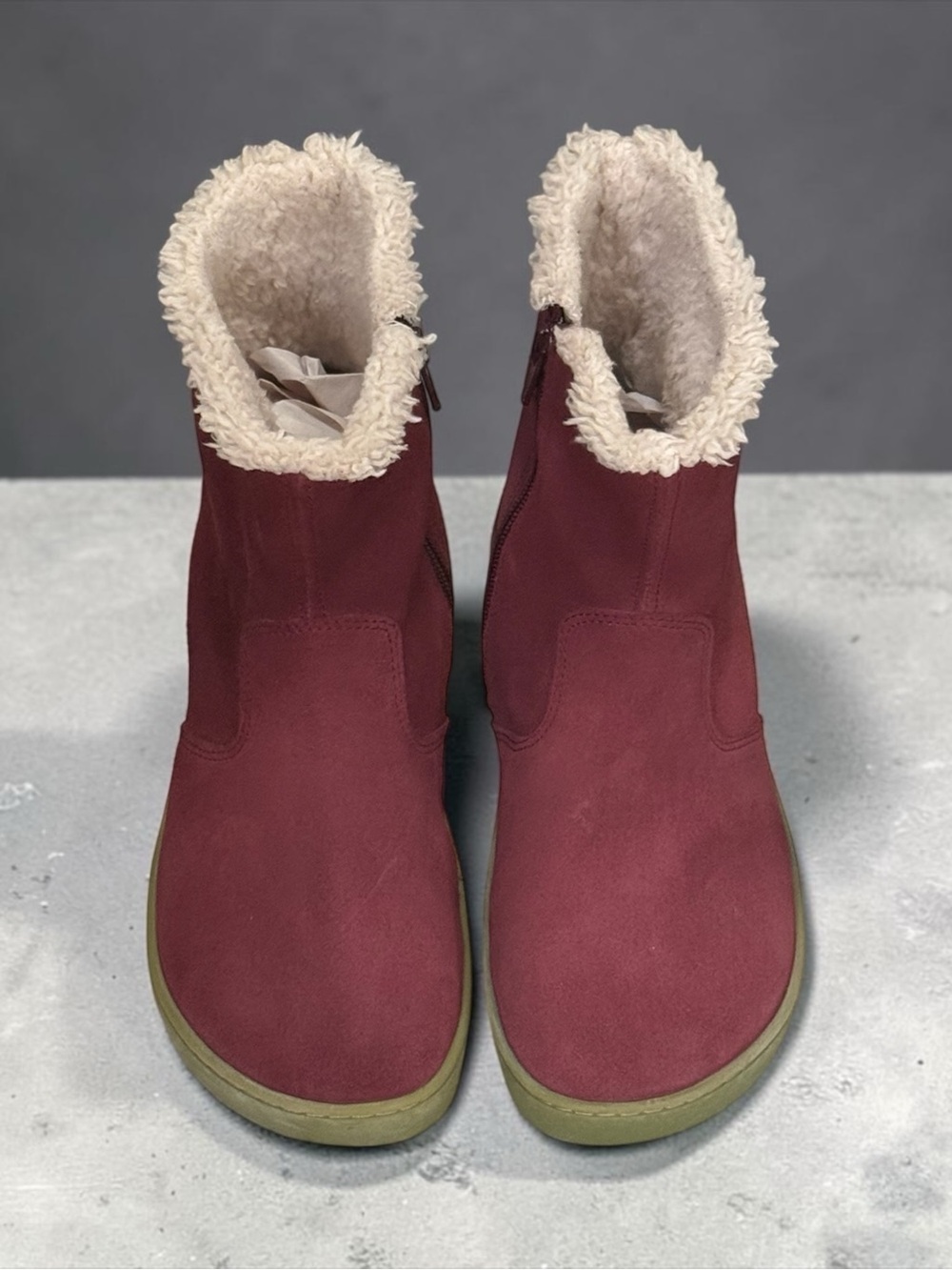 Birkenstock Women’s 36 / 5 - 5.5 Burgundy Suede Shearling Lined Ankle Zip Boots - Picture 5 of 13